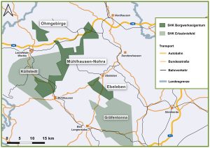 Karte mit Lizenzgebieten für den Kali-Abbau.