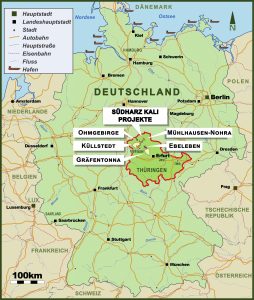 Eine Deutschlandkarte mit schwarzem Text.