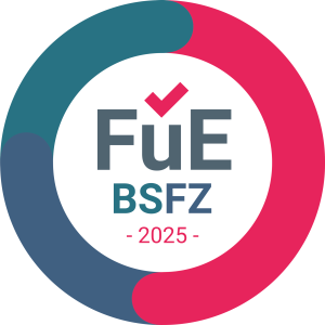 ircular FuE BSFZ 2025 seal with checkmark, used for German R&D tax incentive certification.